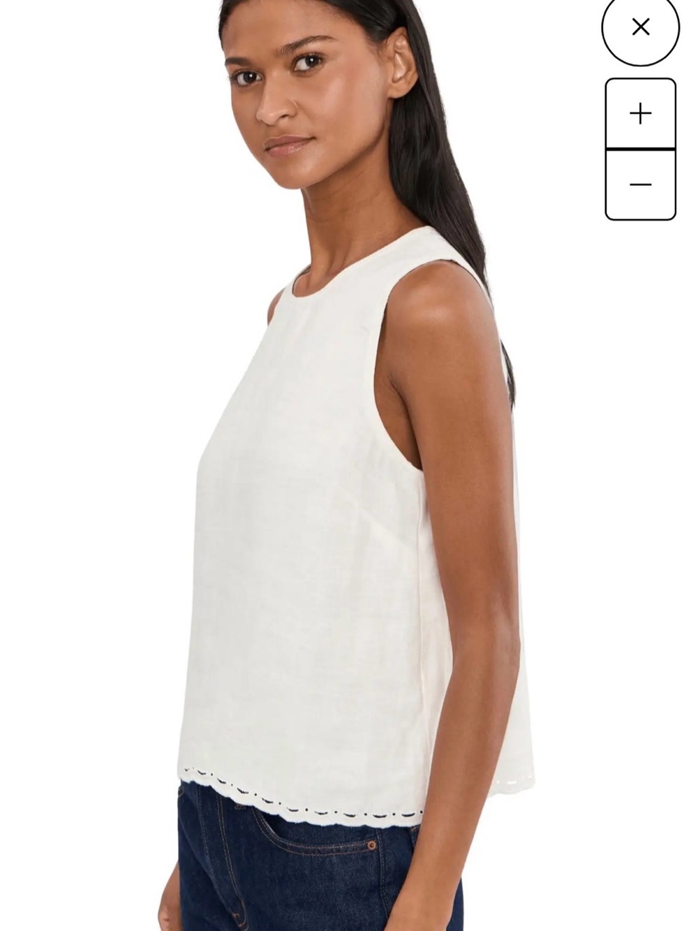NWT - Madewell White Lace-Trim Pleated Shell Top in 100% Linen - Size S - Picture 2 of 7